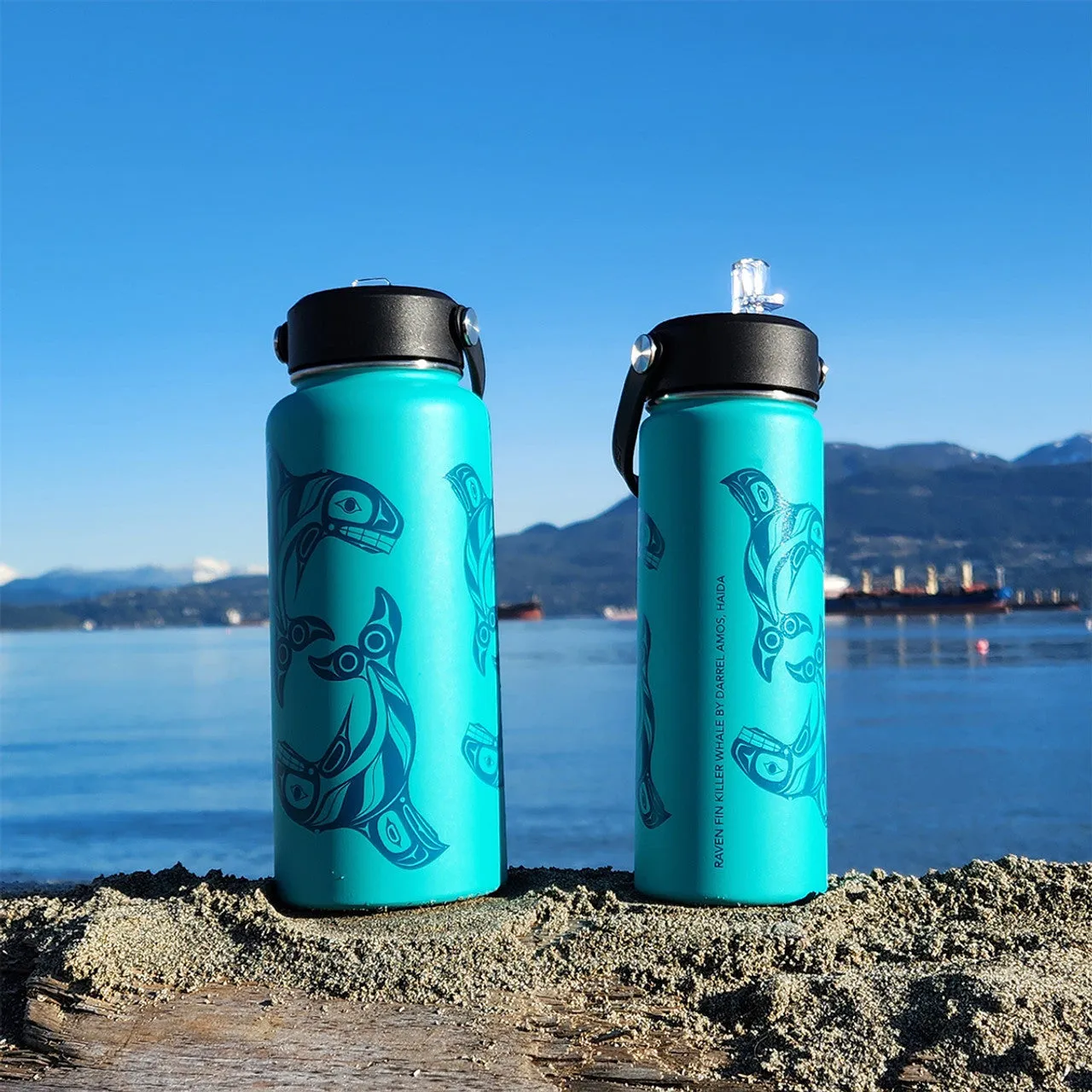 Native Northwest Wide Mouth Insulated Bottle - Raven Fin Killer Whale