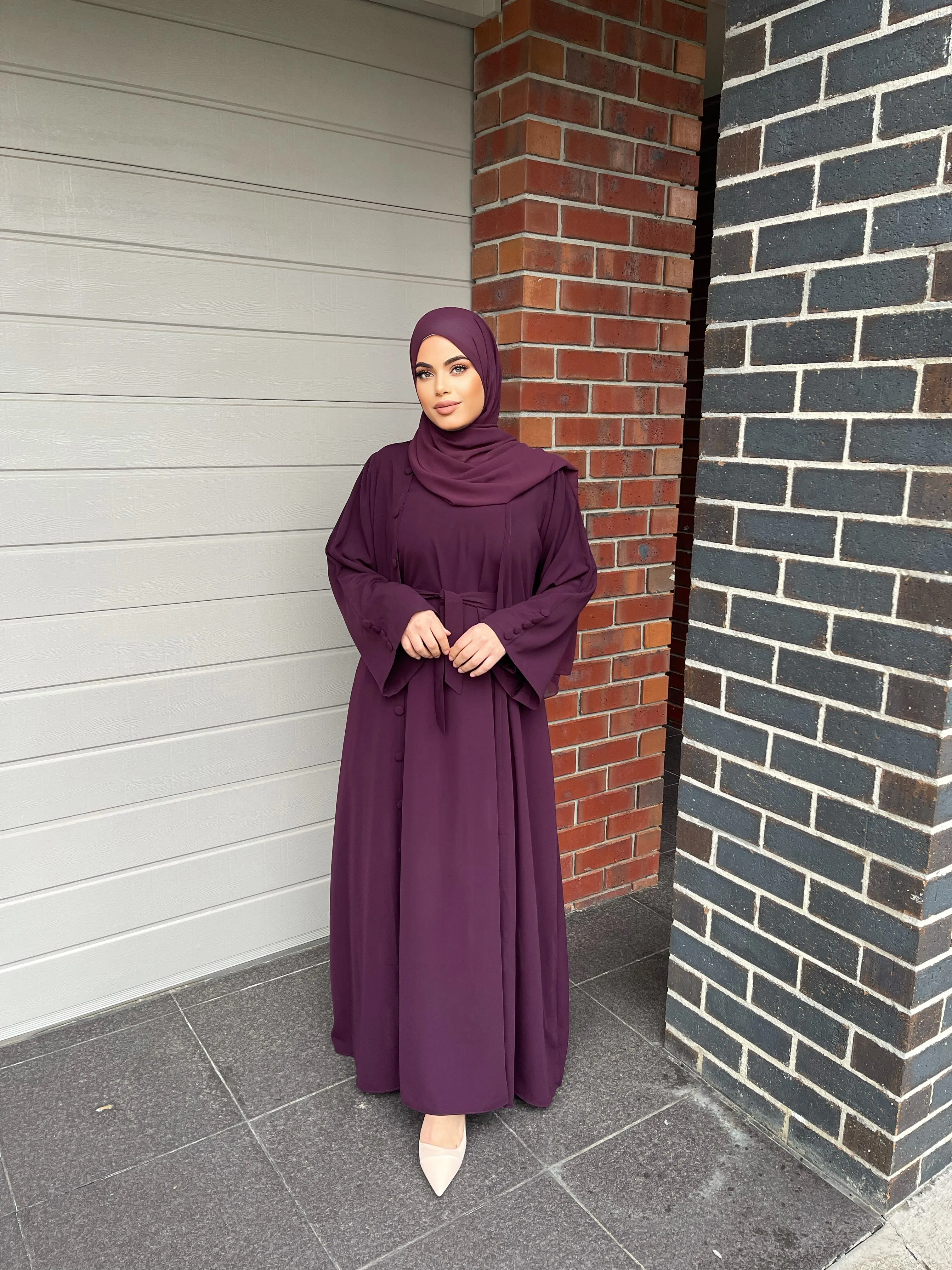 Nella Abaya Set - Burgundy (50 % OFF)