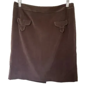 NEW J. McLaughlin Scout Flap Pocket Skirt Brown Faux Suede Women’s Size 10