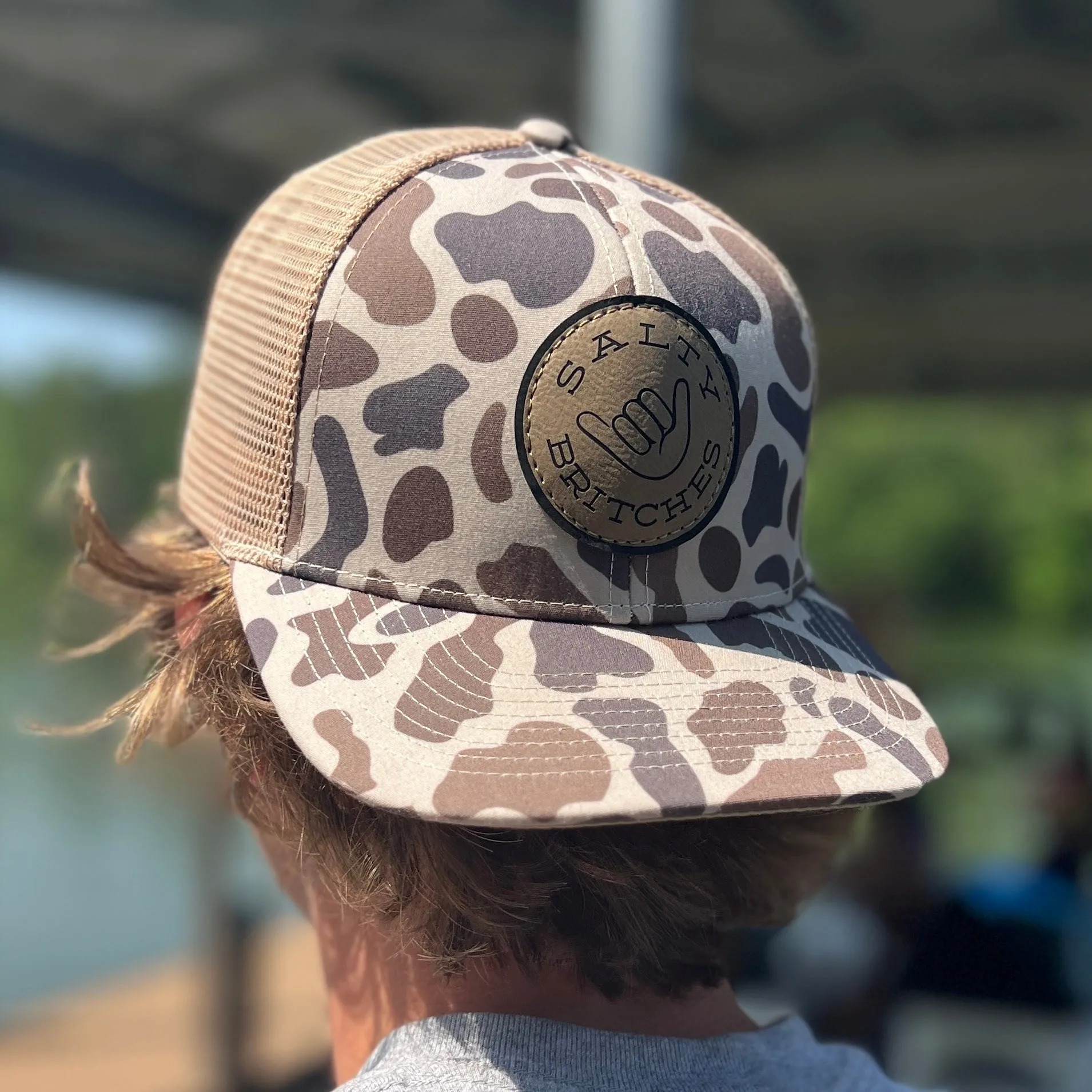 NEW Old School Duck Camo with Leather Patch Hat