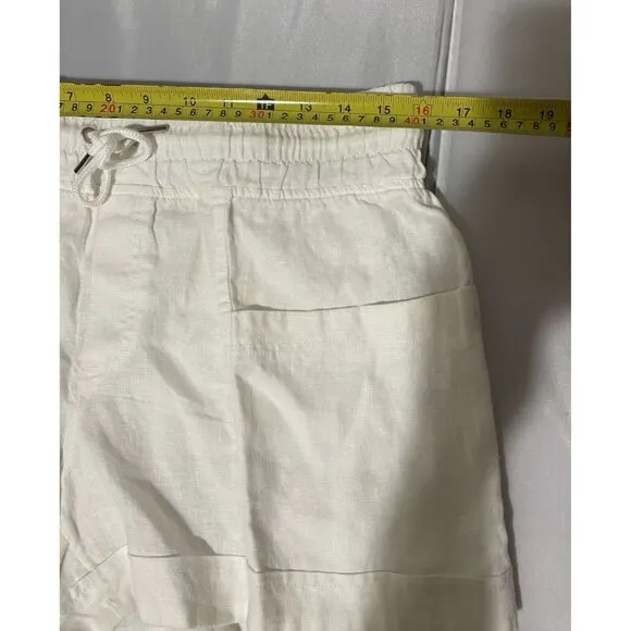 NWOT Athleta Cabo Linen 4&quot; Short White Lightweight Summer Shorts Women Sz 10