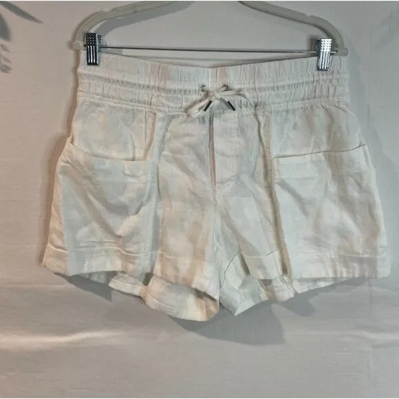 NWOT Athleta Cabo Linen 4&quot; Short White Lightweight Summer Shorts Women Sz 10