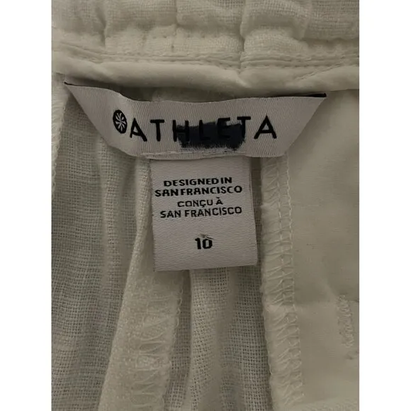 NWOT Athleta Cabo Linen 4&quot; Short White Lightweight Summer Shorts Women Sz 10