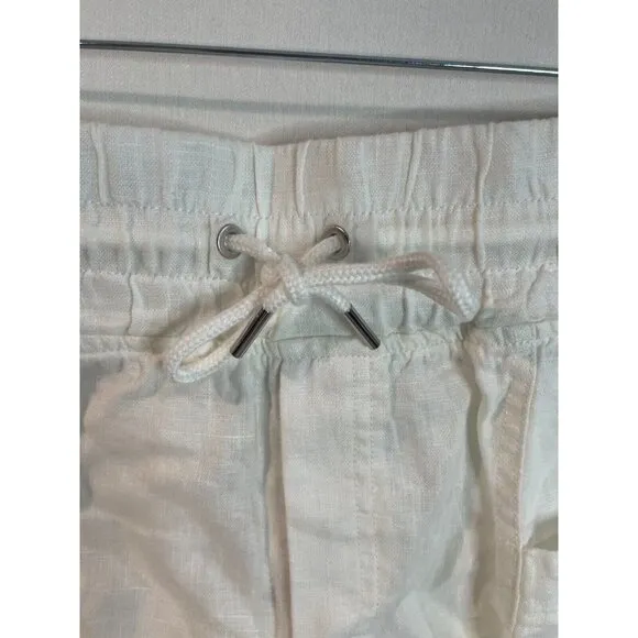 NWOT Athleta Cabo Linen 4&quot; Short White Lightweight Summer Shorts Women Sz 10