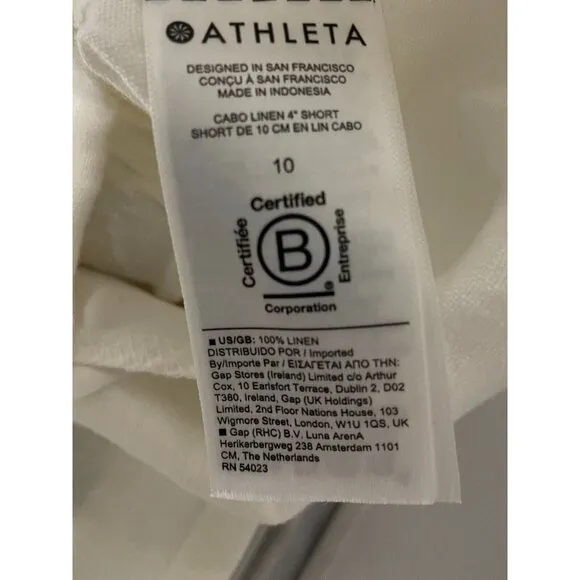 NWOT Athleta Cabo Linen 4&quot; Short White Lightweight Summer Shorts Women Sz 10