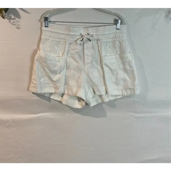 NWOT Athleta Cabo Linen 4&quot; Short White Lightweight Summer Shorts Women Sz 10