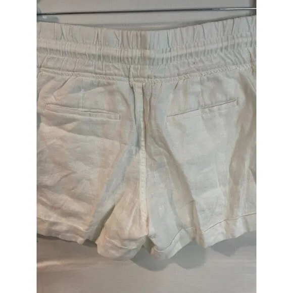 NWOT Athleta Cabo Linen 4&quot; Short White Lightweight Summer Shorts Women Sz 10