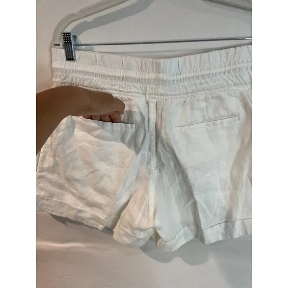 NWOT Athleta Cabo Linen 4&quot; Short White Lightweight Summer Shorts Women Sz 10