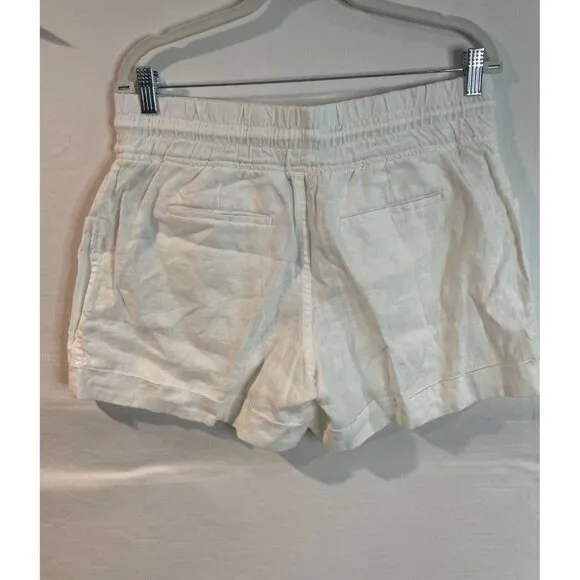 NWOT Athleta Cabo Linen 4&quot; Short White Lightweight Summer Shorts Women Sz 10