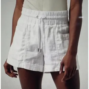 NWOT Athleta Cabo Linen 4&quot; Short White Lightweight Summer Shorts Women Sz 10