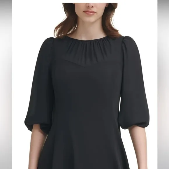 Nwt DKNY Womens Puff Sleeve Knee Cocktail and Party Dress Size 14