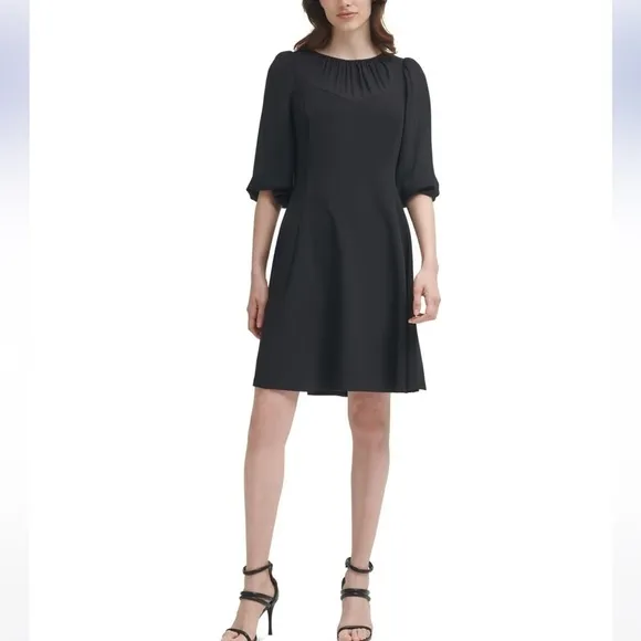 Nwt DKNY Womens Puff Sleeve Knee Cocktail and Party Dress Size 14
