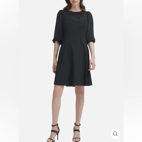 Nwt DKNY Womens Puff Sleeve Knee Cocktail and Party Dress Size 14