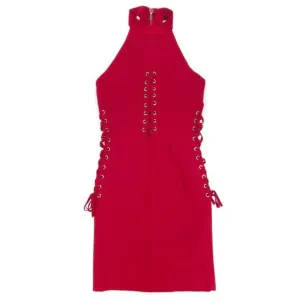 NWT NBD x Naven Jada Lace-Up Cutout Mini Bandage Dress Samba Red 90s Y2k Party