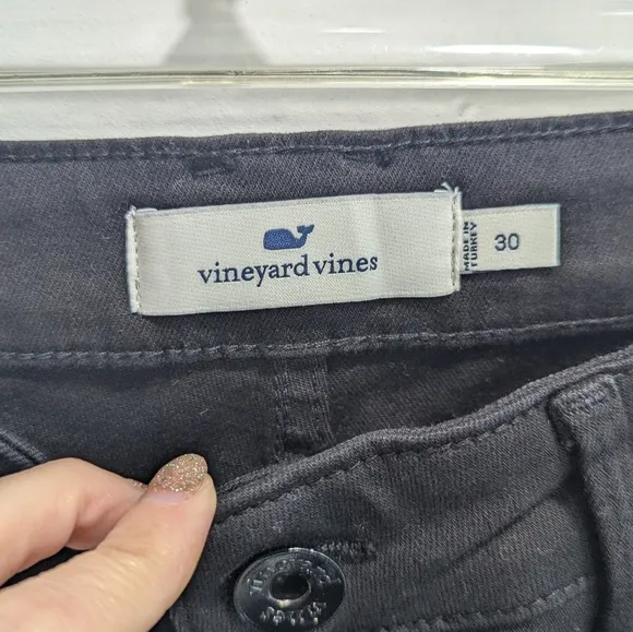 NWT Vineyard Vines High Rise Kick Flare Jet Black Jeans Tuxedo Stripe Size 30