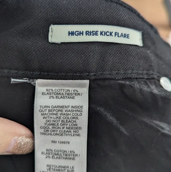 NWT Vineyard Vines High Rise Kick Flare Jet Black Jeans Tuxedo Stripe Size 30