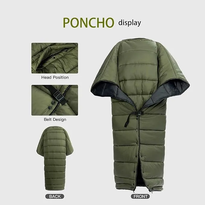 Onewind Hammock Top Quilt with Footbox, Recycled Nylon Fabric Dupont Sorona Filling Ultralight Quilt Poncho Lightweight and Portable Sleeping Bag for Camping Backpacking Hiking