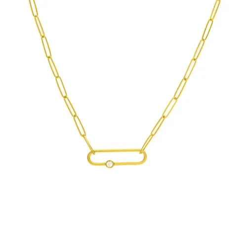 Open Oval Paperclip Link Necklace