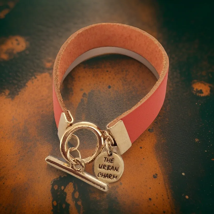 Orange Leather Color Band Bracelet