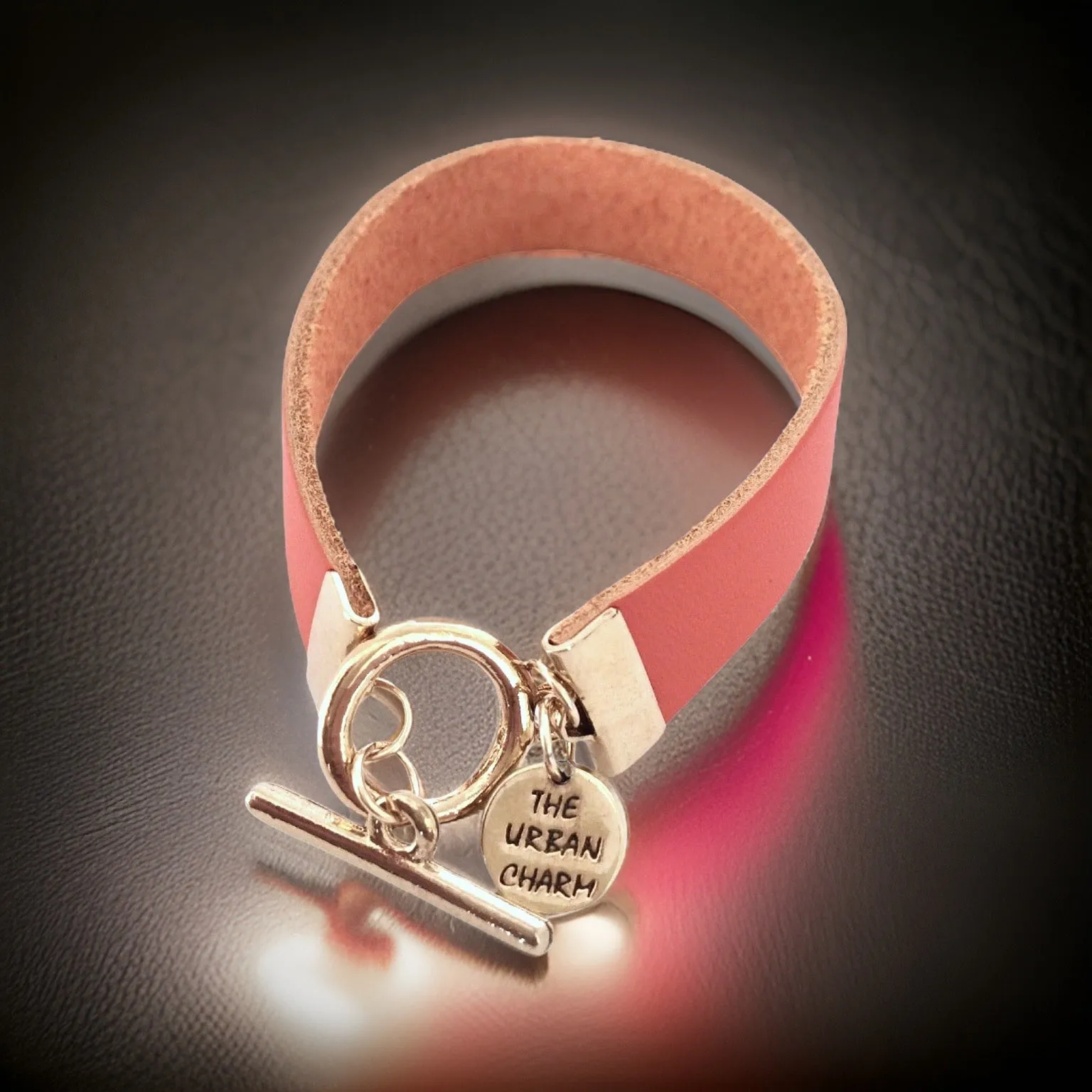 Orange Leather Color Band Bracelet