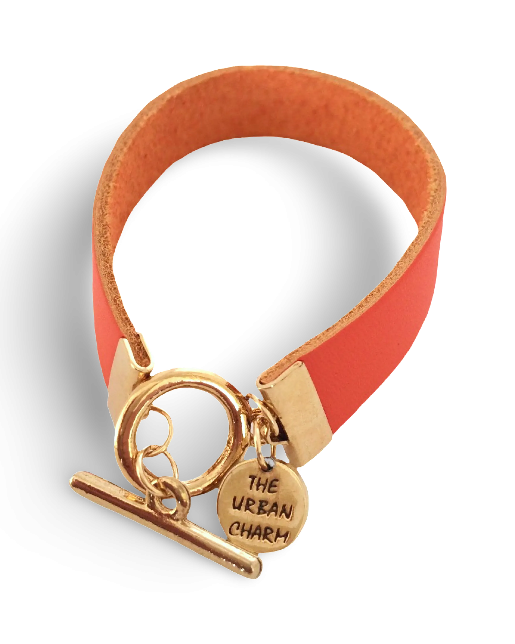 Orange Leather Color Band Bracelet