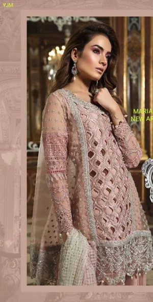Pakistani Bridal Sharara In Light Baby Pink Color Model# C 1722