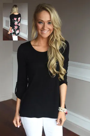 Passion Flower Top ~ Black