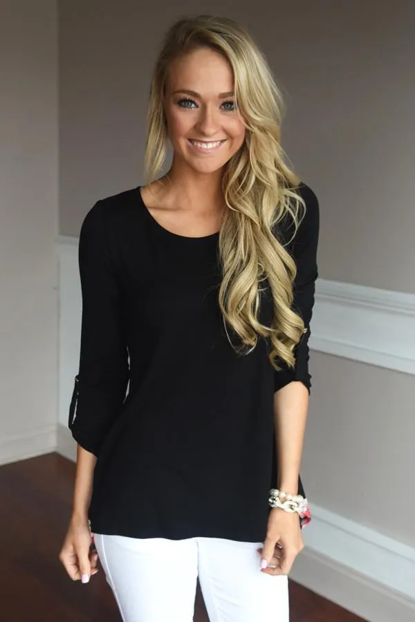 Passion Flower Top ~ Black