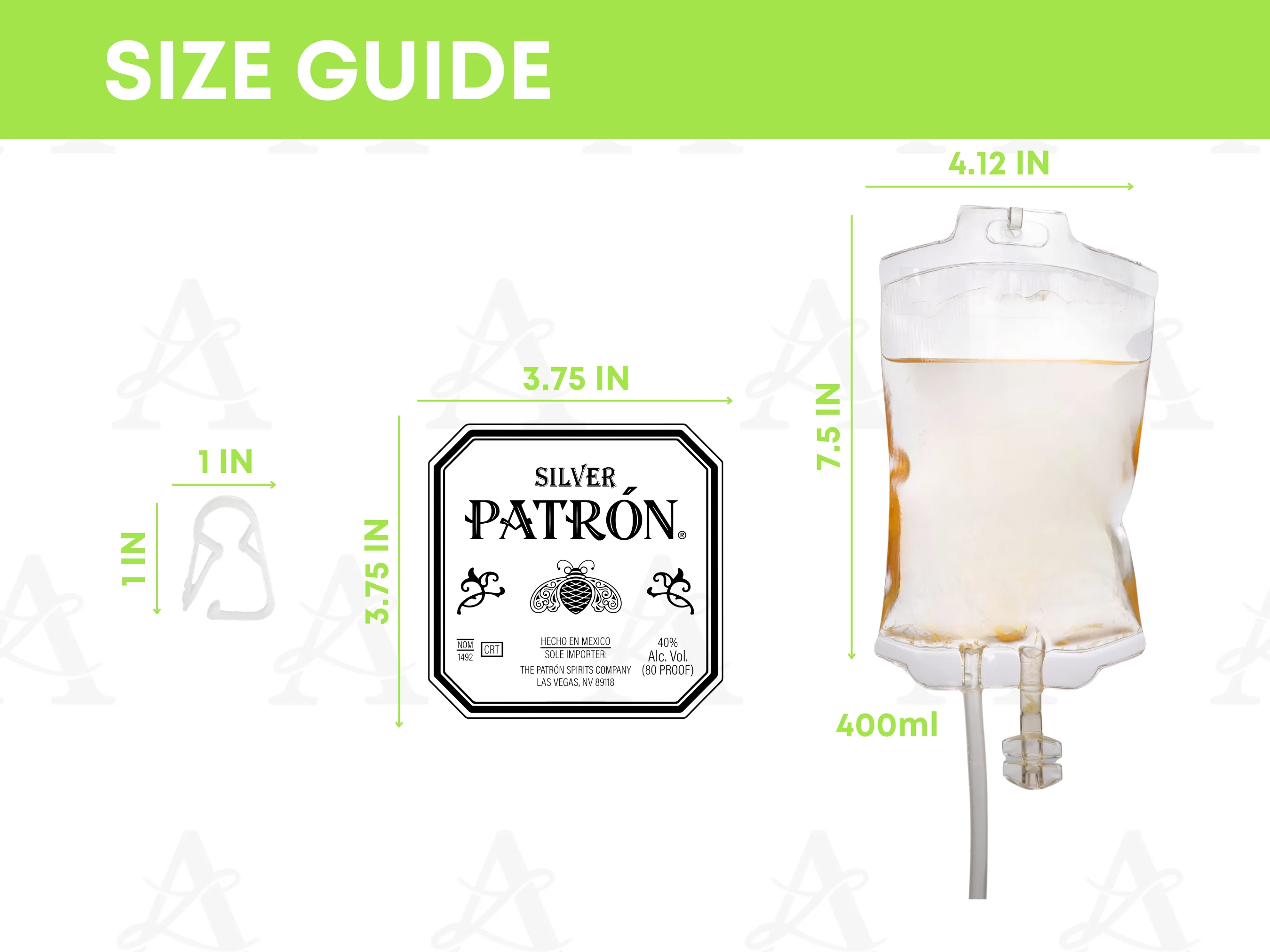 Patron I.V. Drip Therapy Drink Pouch, Tequila Drink Pouch, IV Drip Drink Bag, Cocktail IV, Tequila Glasses