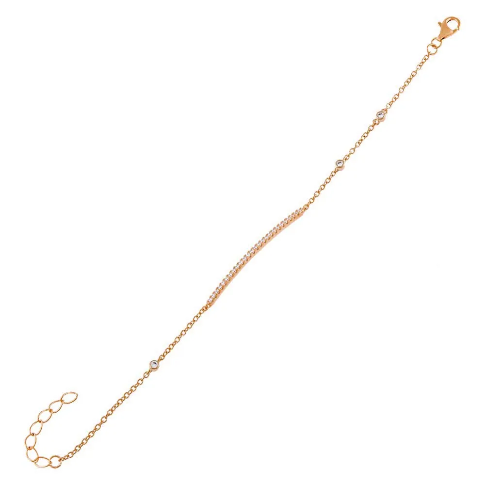 Pavé Bar X CZ Bezel Chain Bracelet