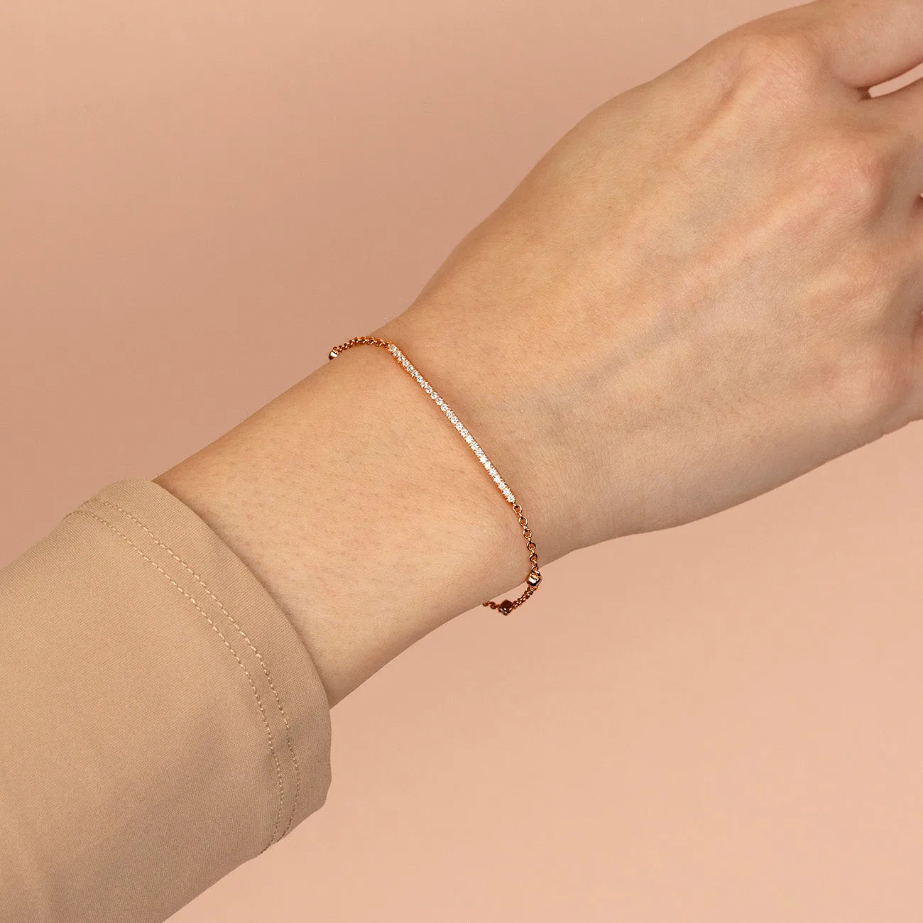 Pavé Bar X CZ Bezel Chain Bracelet