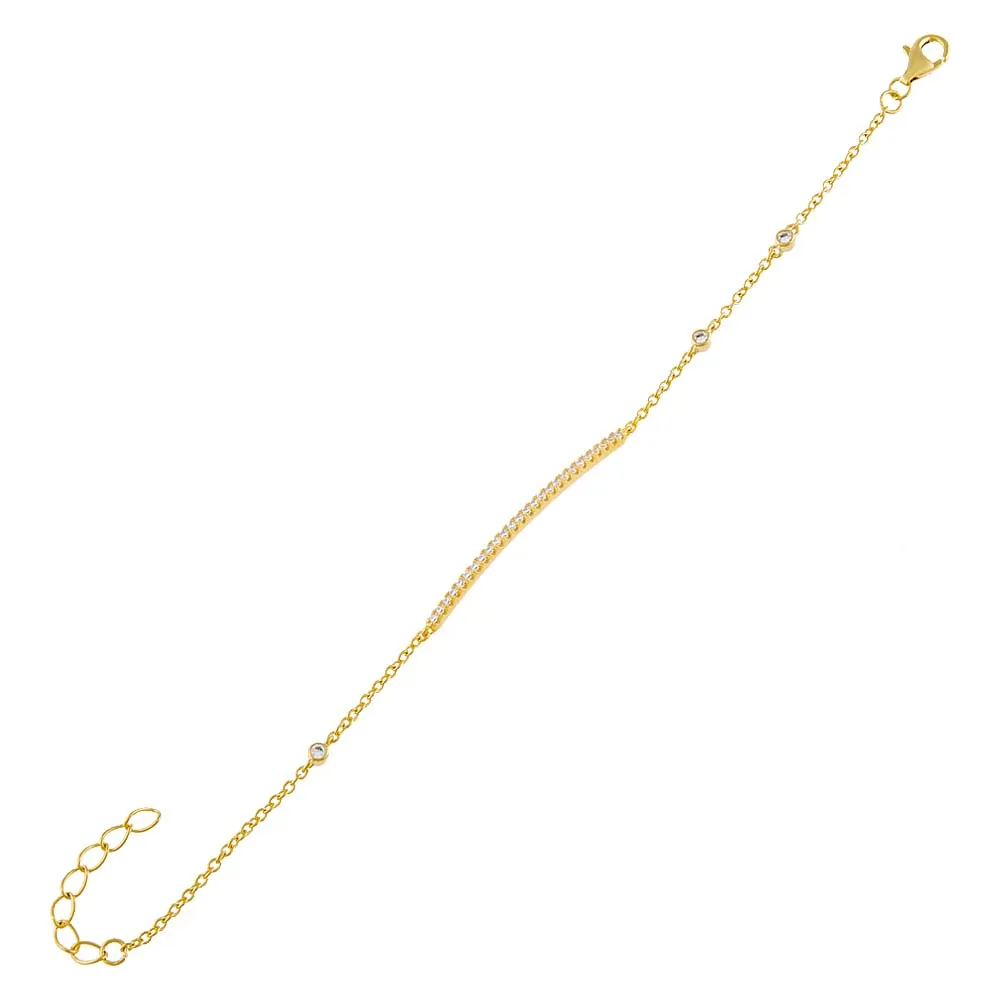 Pavé Bar X CZ Bezel Chain Bracelet