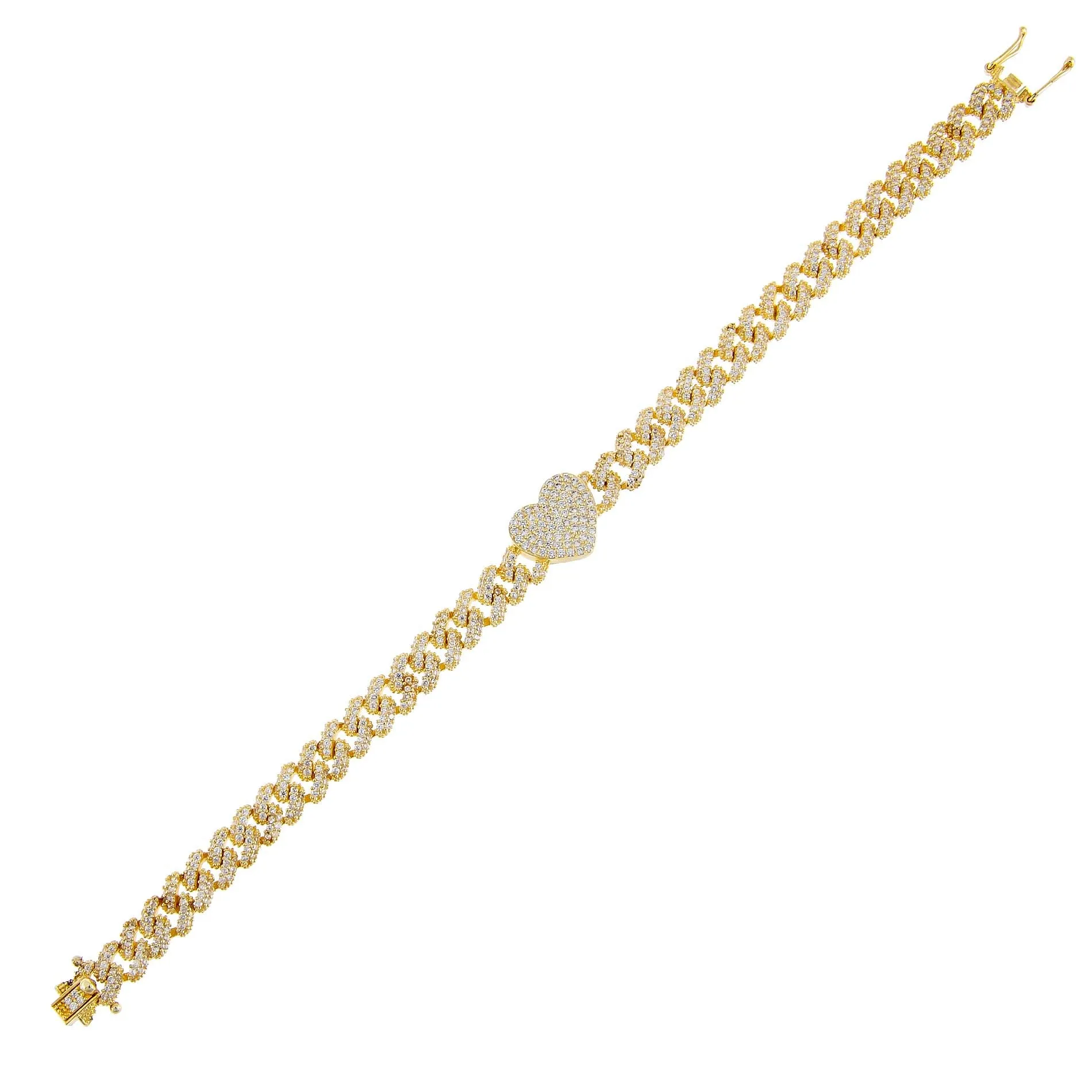 Pavé Heart Chain Link Bracelet