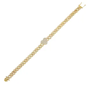 Pavé Heart Chain Link Bracelet