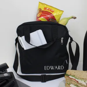 Personalised Insulated Black Lunch Cooler Bag with Any Name or Initials