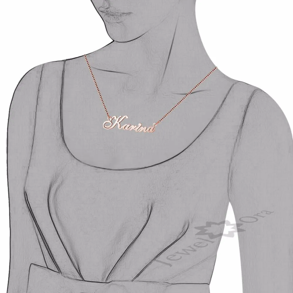 Personalized 925 Sterling Silver Necklace with Custom Nameplate Pendant for Women