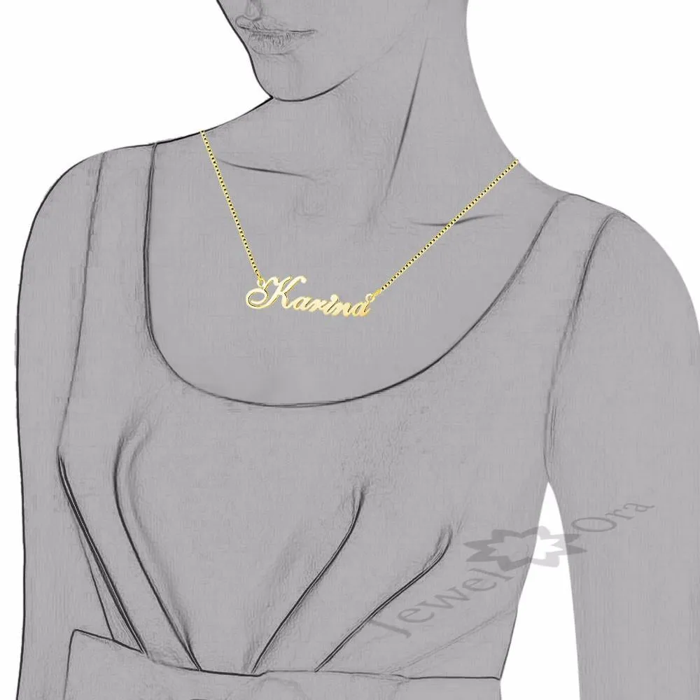 Personalized 925 Sterling Silver Necklace with Custom Nameplate Pendant for Women
