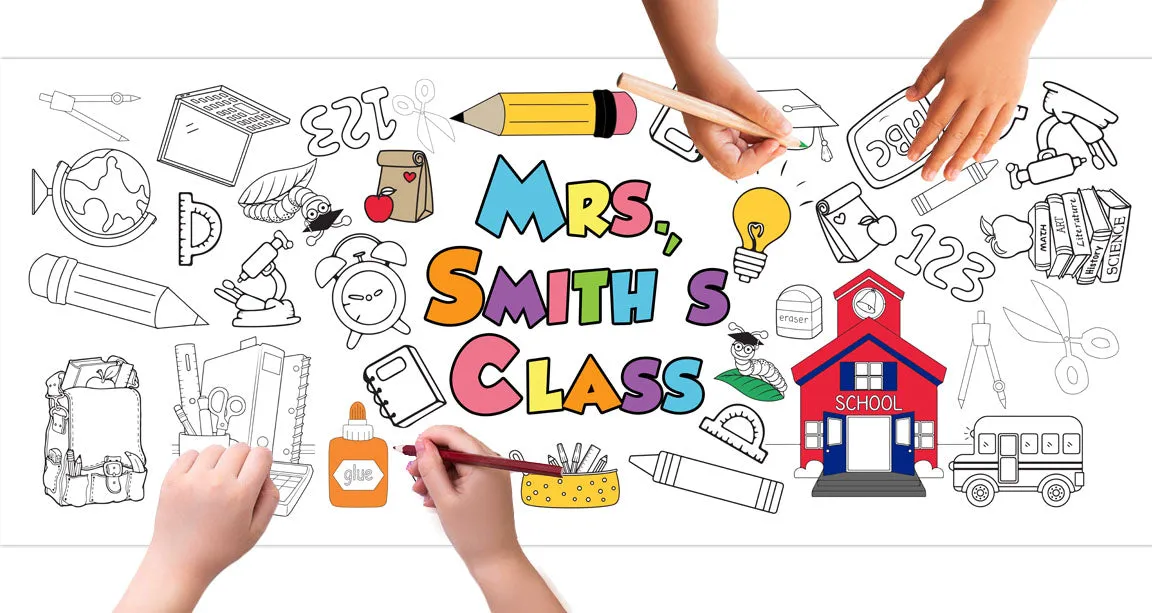 Personalized Back To School Coloring Banner, Poster, Paper Table Cover