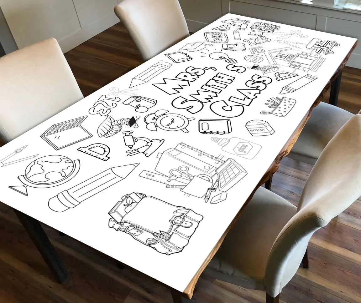 Personalized Back To School Coloring Banner, Poster, Paper Table Cover