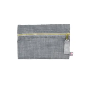 Personalized Chambray Grey Flat Pouch