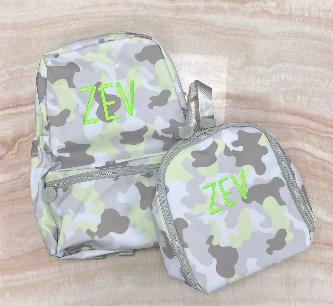 Personalized Nylon Green Camo Lunch Sack