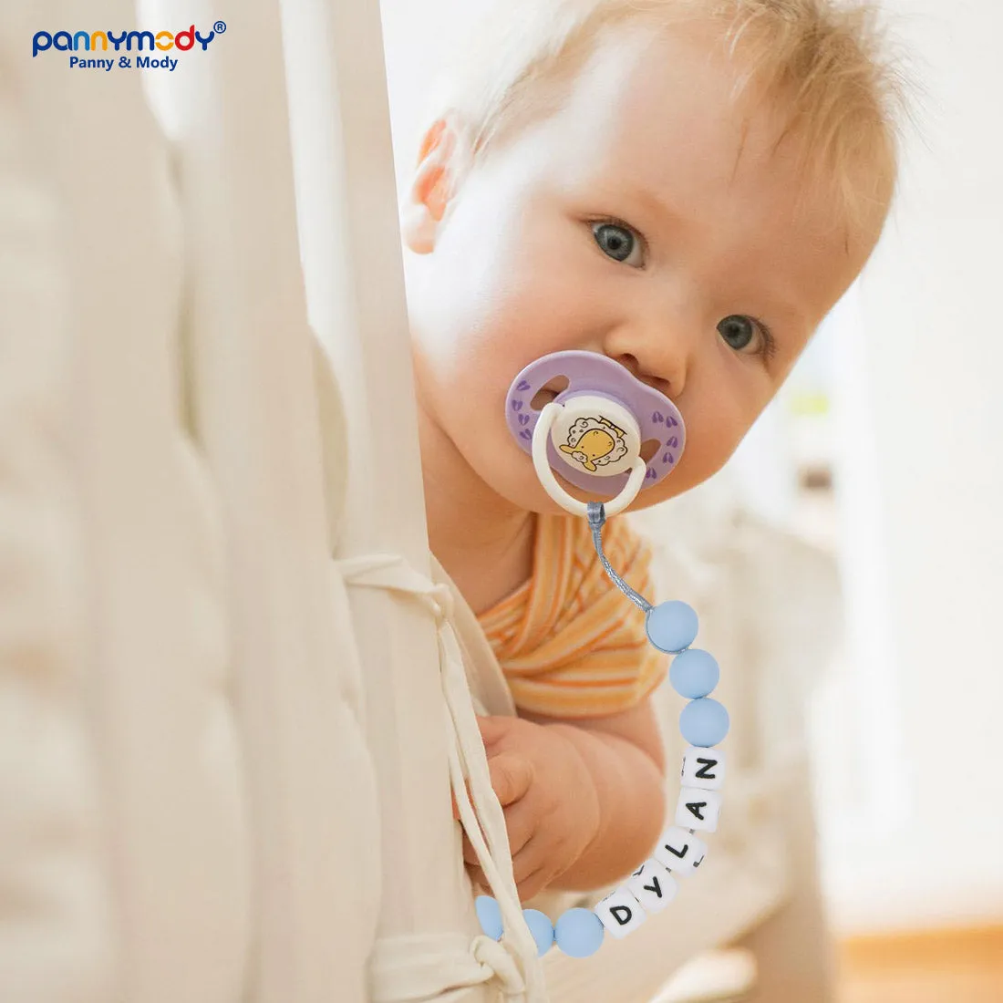 Personalized Pacifier Clip with Baby Name - Solid Color