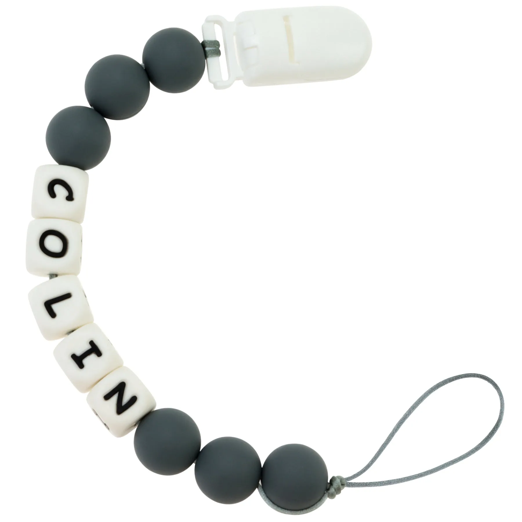 Personalized Pacifier Clip with Baby Name - Solid Color