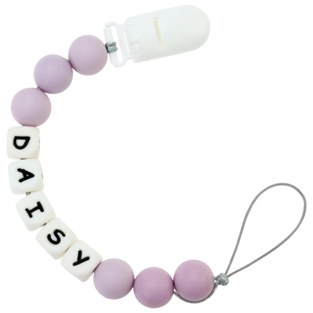 Personalized Pacifier Clip with Baby Name - Solid Color