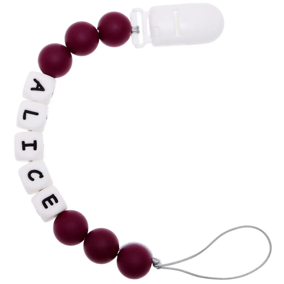 Personalized Pacifier Clip with Baby Name - Solid Color