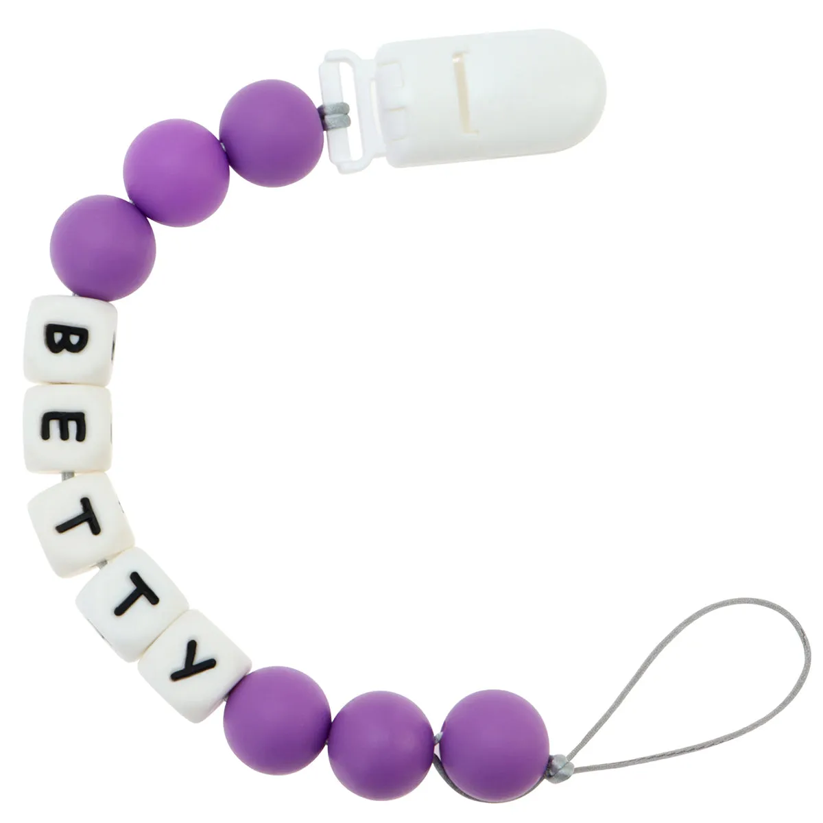 Personalized Pacifier Clip with Baby Name - Solid Color