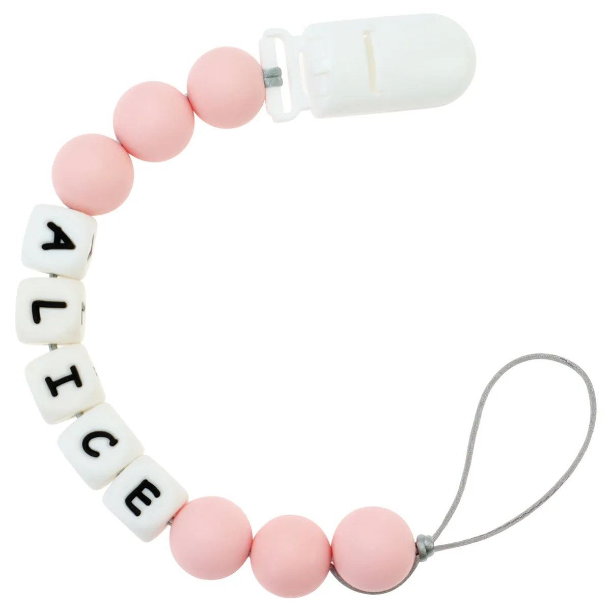Personalized Pacifier Clip with Baby Name - Solid Color