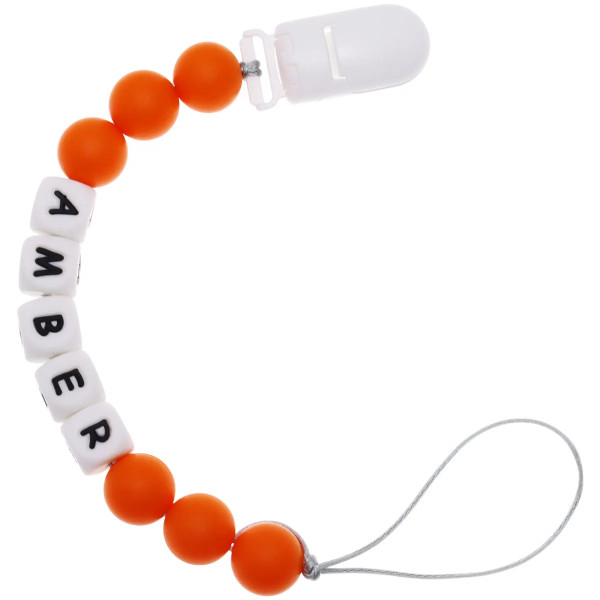 Personalized Pacifier Clip with Baby Name - Solid Color
