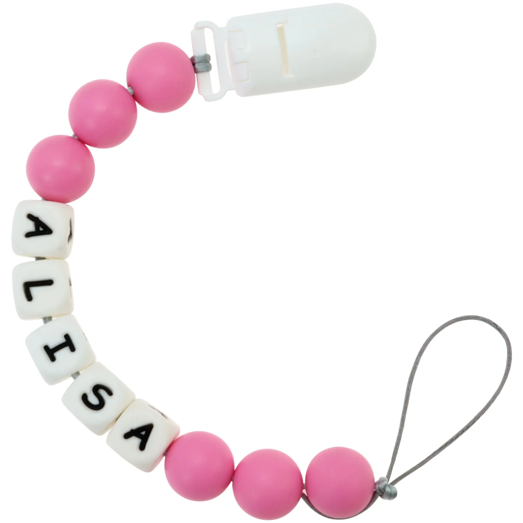 Personalized Pacifier Clip with Baby Name - Solid Color