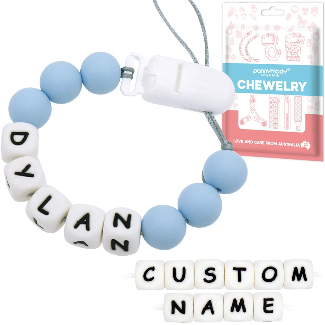 Personalized Pacifier Clip with Baby Name - Solid Color
